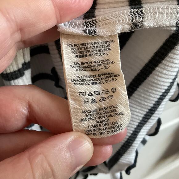 We The Free Striped Fitted Ruffle Bell Sleeve Ribbed Top - Size Small - Picture 4 of 5